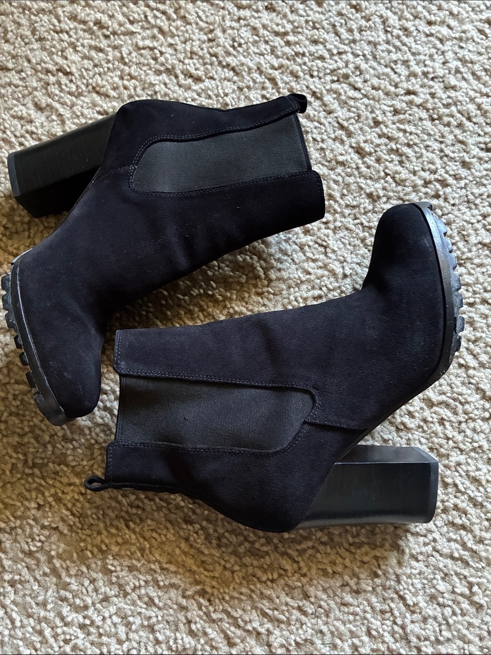 Coach Black Suede Chelsea Block Heel Booties